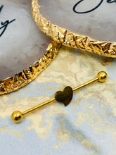 14G Gold Stainless Steel Plain Heart 38MM Industrial Barbell.Industrial Piercing. Body Jewelry. Ear Piercing. Ear Barbell.